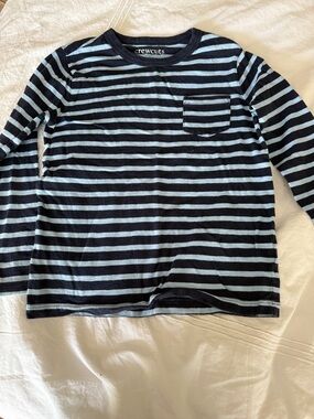 Crewcuts Navy & Light Blue Striped Long-Sleeve Tee with Pocket